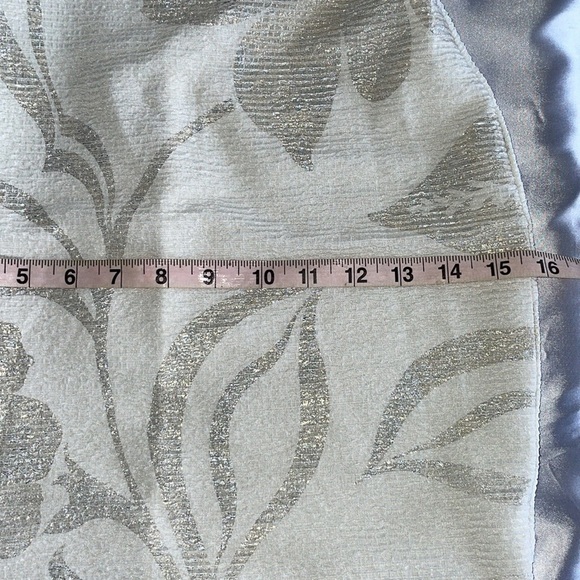 Windsor Cream Silver Gold Jacquard Dress Deep Plunge Backless Boned Bodice Sz S - Picture 10 of 15